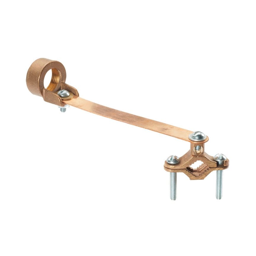 4. STR AWG iletken boyutu aralığı, 1/2'' - - 1'' askılı boru, 8. Sol bronz topraklama kelepçesi (12.7 - 25,4 mm), demir boru boyunun 3/4'' (19.1mm) boru göbek boyutunun, 1.65'' (41.9mm) boru kelepçesi vida uzunluğu.