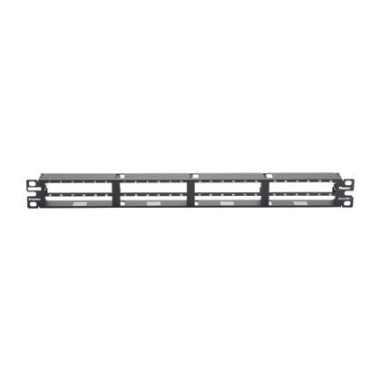 48 bağlantı siyah yüksek yoğunluklu patch panel korumalı QuickNet korumalı kaset ve bir patch panel adaptörleri ile sonlanan ön kabul eder. (1 RU).