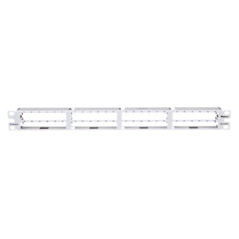 48 bağlantı beyaz yüksek yoğunluklu patch panel korumalı kabul QuickNet ™ korumalı kaset ve bir patch panel adaptörleri önceden sona erdirildi. (1 RU).