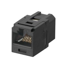 Kategori 6, RJ45, 8-konumunda, 8 telli üniversal bağlantı modülü, siyah.