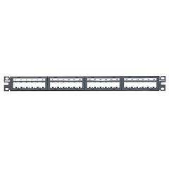 Siyah Mini Com 24 bağlantı modüler patch panel, 6, etiket ve etiket kapakları, (1RU) gruplandırılmış bağlantı noktaları olan yüzeyler içerir.