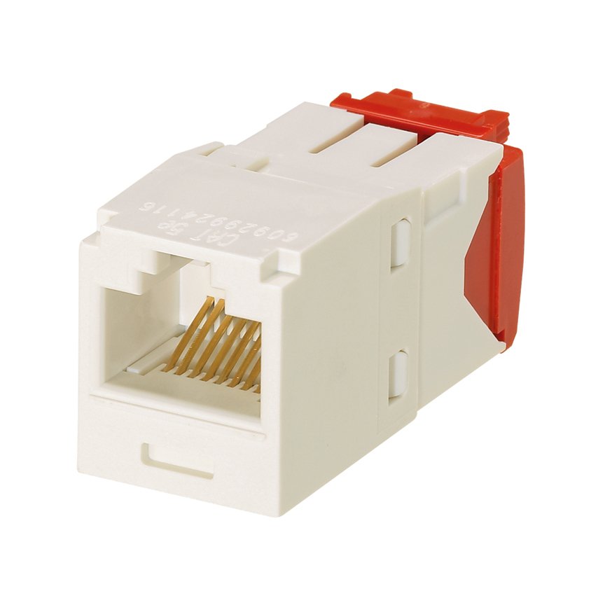 Kategori 5e, RJ45, 8-konumu, 8 telli, evrensel, korozif dayanıklı UTP girişi modülü, Kapalı Beyaz.