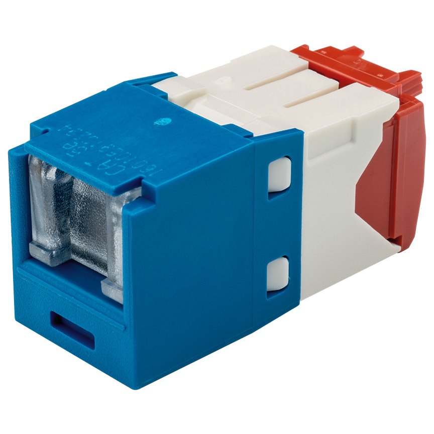 Kategori 5e, RJ45, 8-konumunda, 8-tel yay, Kriko modülü kepenk. Mavi.