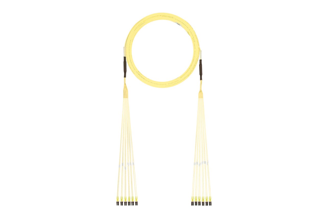 Montaj OS1 / OS2 12 fiber iç küçük çaplı gövde kablo plenum (OFNP) Std LC dupleks LC çift yönlü, puan. IL. bir ucunda, Sarı, 100 ft üzerinde bir çekme gözle.
