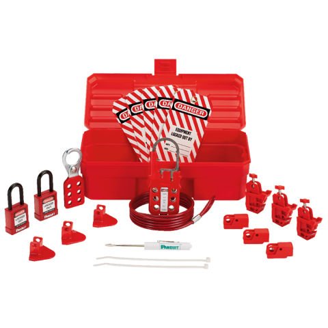 Müteahhit Kilitleme Seti: (1) Tornavida (1) PSL-KT taşıma çantası - 5.0'' x 3.5'' x 11,0'' (x 279mm x 127 89) (6) PSL-8 kırmızı olarak iletken olmayan asma (1) PSL-1A kilitleme köprüsü - 1.0'' (25 mm), çene çapı (1) PSL-MLD çoklu kilitleme cihazı (3) PSL 