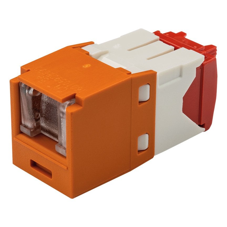 Kategori 5e, RJ45, 8-konumunda, 8-tel yay, Kriko modülü kepenk. Portakal.
