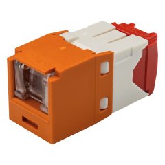 Kategori 5e, RJ45, 8-konumunda, 8-tel yay, Kriko modülü kepenk. Portakal.