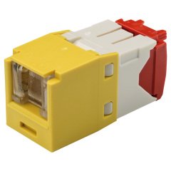 Kategori 5e, RJ45, 8-konumunda, 8-tel yay, Kriko modülü kepenk. Sarı.