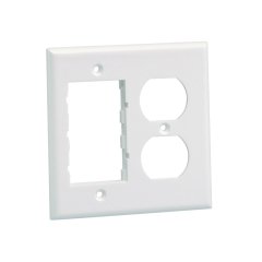 Bir NEMA standart Kapaklar 106 çift yönlü elektrik priz ve kabul PANDUIT® Mini Com® 1/2 boy, 1/3 boy ve 2/3 boy ekler. Ürün uygulama için referans LD profil kanal bölümü, Kapalı Beyaz memnun.