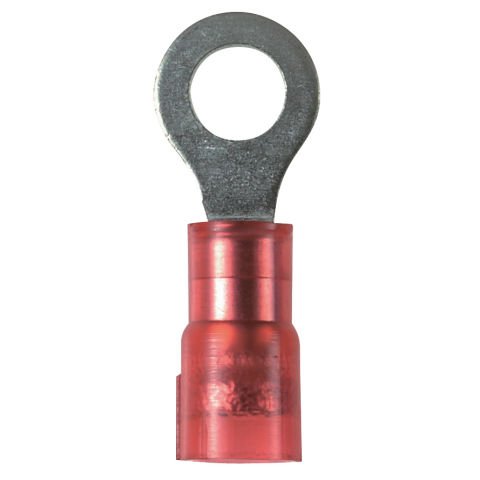 Halka terminal, 22-18 AWG, 4. saplama boyutu, dar dil, huni girişi, izole naylon.