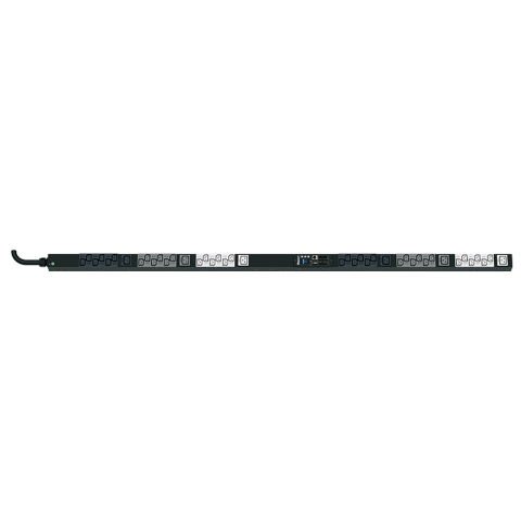 PDU Raf SmartZone ™ G5 İzlenen giriş (MI Serisi), 16 bir 3-faz, 415V, (36), bir C13 ve (6) C19 kaplar, IEC 60.309 3P + K + E 6h 16A fiş ve önlemler 68,898 ''U x 2.047'' W x 2.1'' D (1750.1mm x 50.8mm x 53.3mm) Renk:. Siyah
