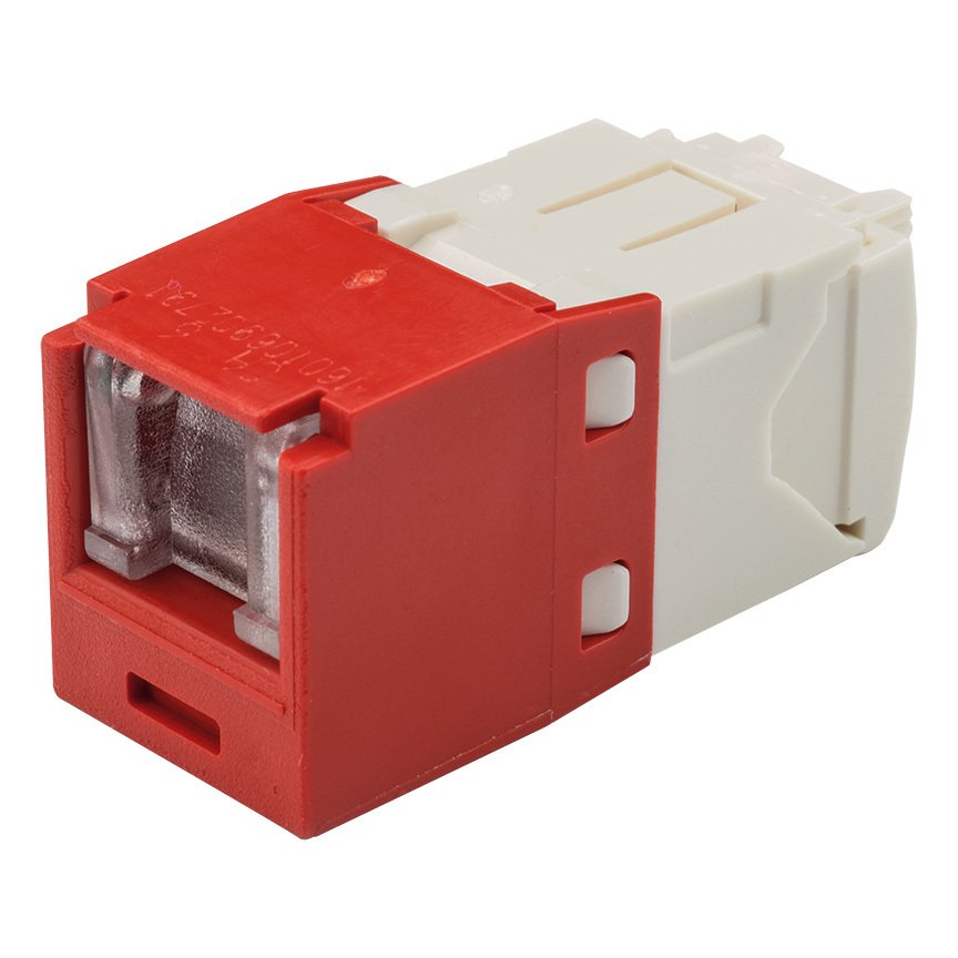 Kategori 6, RJ45, 8-konumunda, 8-tel yay, Kriko modülü kepenk. Kırmızı.