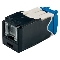 Kategori 6A, RJ45, 8-konumunda, 8-tel yay Siyah, Kriko modülü kepenk.