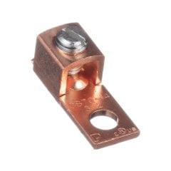 Tek bir delik, bakır, tek kovan, düz yüzer dil çıkıntısı, oluklu vida, 12 # - 1. AWG, 1/4 (6.4mm) saplama deliği.