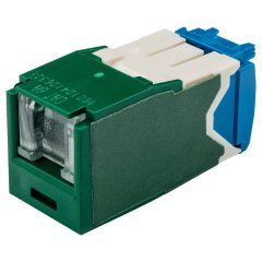 Kategori 6A, RJ45, 8-konumunda, 8-tel yay Yeşil, Kriko modülü kepenk.