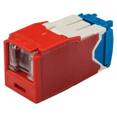 Kategori 6A, RJ45, 8-konumunda, 8-tel yay Kırmızı, Kriko modülü kepenk.